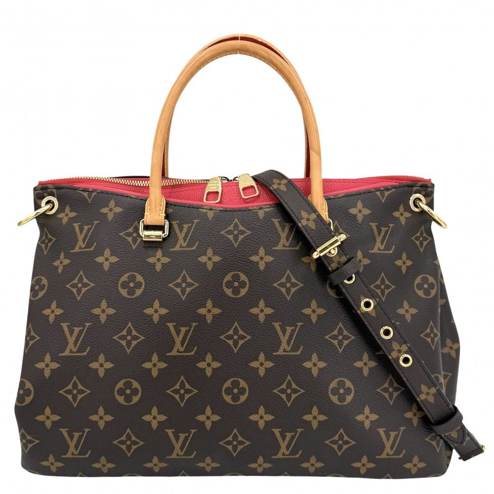 ルイヴィトン 2WAY レディース モノグラム パラス ハンドバッグ ショルダーバッグ 肩掛け Pallas LOUIS VUITTON M41148 ブラウン 茶 レッド 赤 ゴールド金具【中古品】