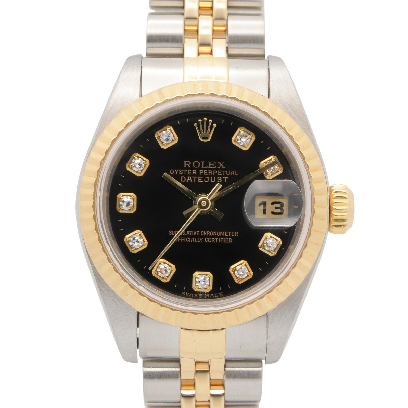 ロレックス ROLEX 腕時計 デイトジャスト 10Pダイヤ P番 79173G BK/NP K18(イエローゴールド) ステンレススチール デイトジャスト 10Pダイヤ P番 メンズ Used A