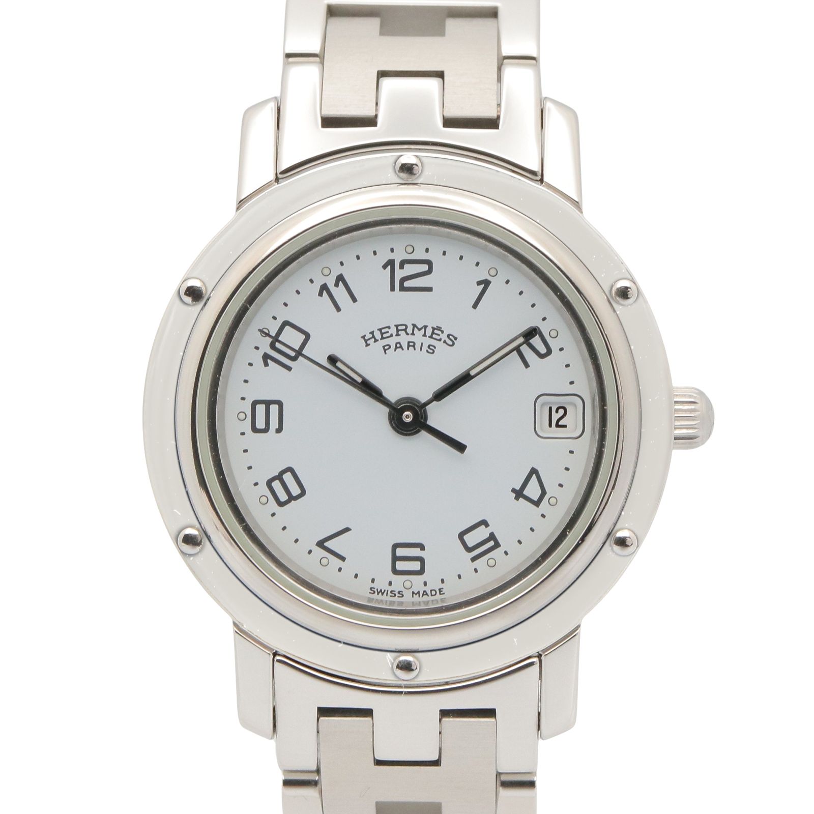 エルメス HERMES 腕時計 クリッパー CL4.210 ホワイト ステンレススチール クリッパー レディース Used A