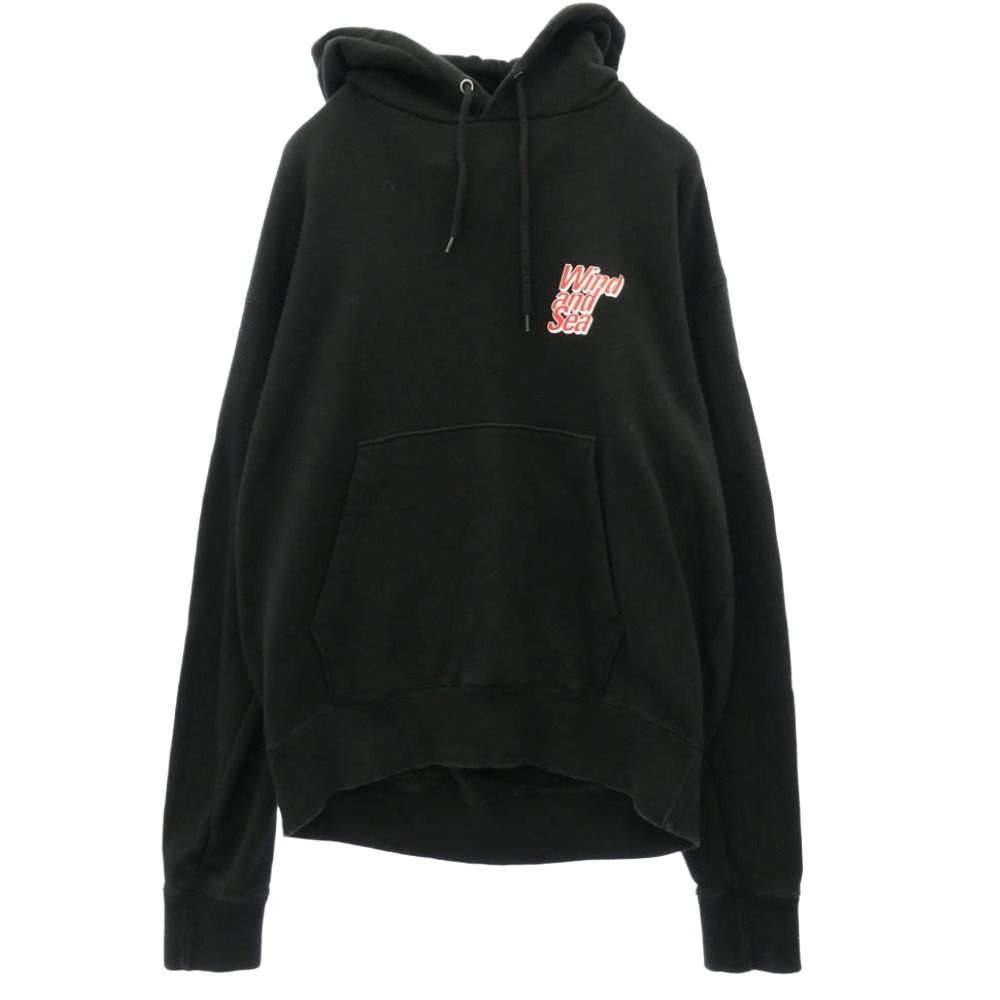 WIND AND SEA ウィンダンシー WDS-CS-106 PULLOVER SWEAT K プルオーバー スウェット ロゴ バックプリント パーカー フーディー ブラック系 L【中古】