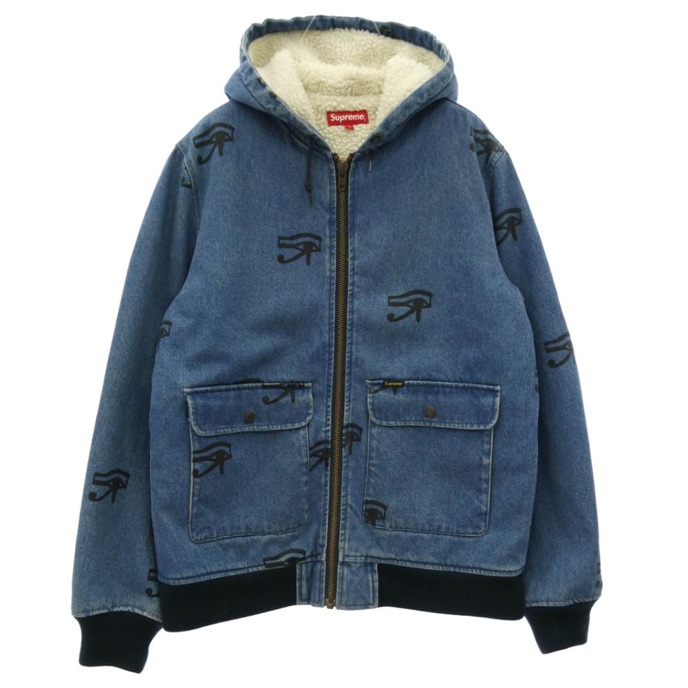 Supreme シュプリーム 13AW Hooded Denim Work Jacket フーデット デニム ボア ワーク ジャケット ブルー系 M【中古】