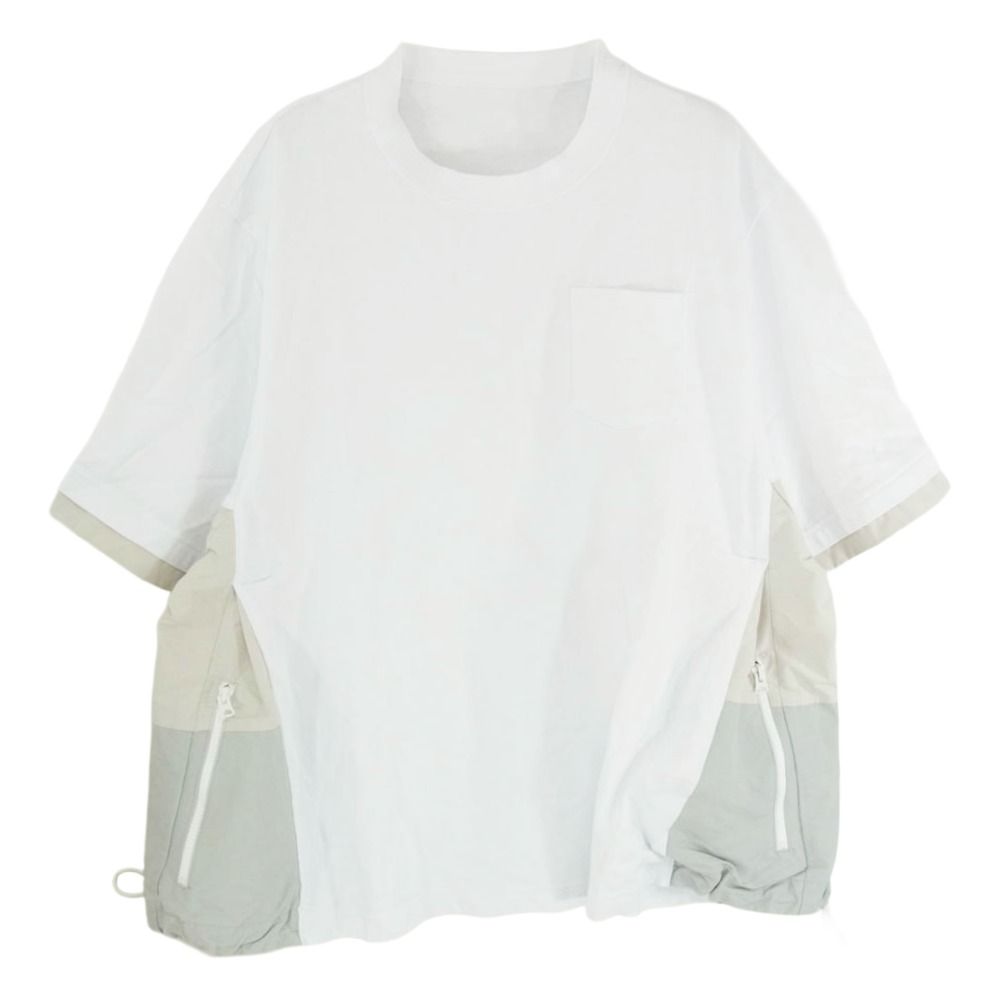 Sacai サカイ 22SS 22-02734M スポーツ ミックス ナイロン 切替 Tシャツ カットソー ホワイト系 3【中古】