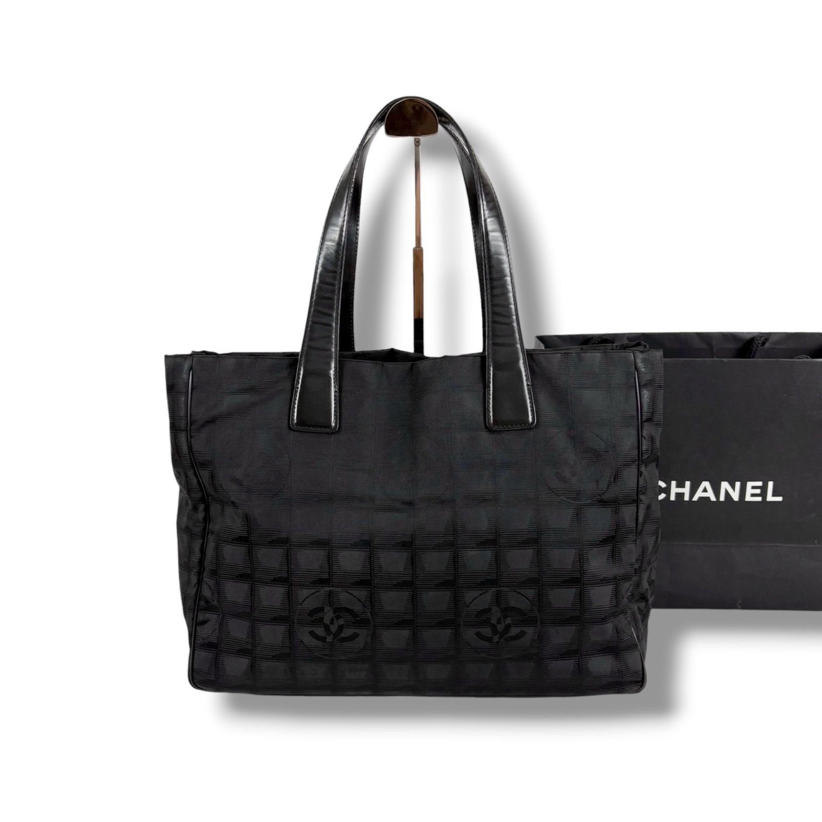 CHANEL シャネル ニュートラベルライン トートバッグ 肩掛け ブラック 