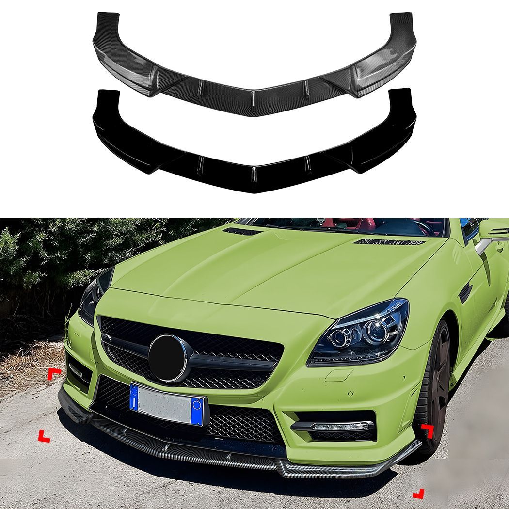 【送料無料】メルセデスベンツ SLK R172 前期 AMGライン 2011-2015 フロントリップ スポイラー フロントバンパースプリッター ABS製 カーボン調 ブラック エアロ ドレスアップ カスタム オープンカー専用 新生活
