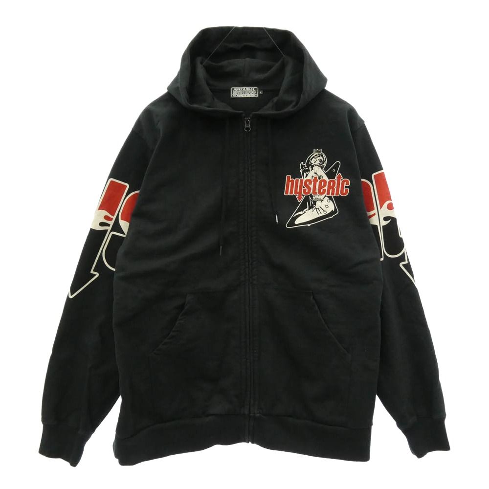 HYSTERIC GLAMOUR ヒステリックグラマー 26SS 02261CF01 HYS FLARE LOGO フレア ロゴ ジップアップ フーディー パーカー ブラック系 L【中古】