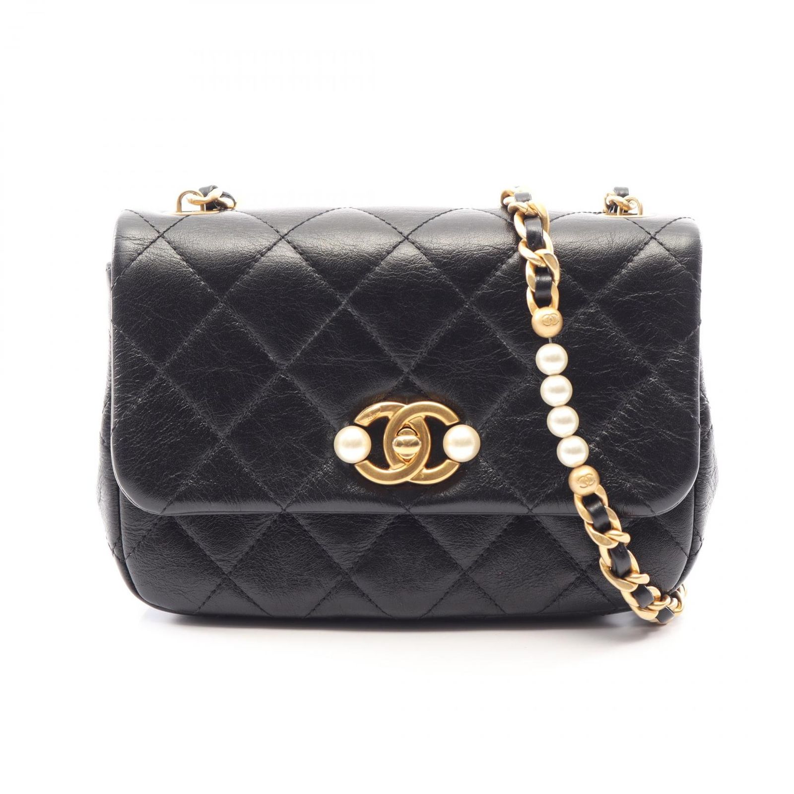 シャネル CHANEL ショルダーバッグ マトラッセ AS3000 ブラック レザー マトラッセ スモールフラップ チェーンショルダー レディース Used A
