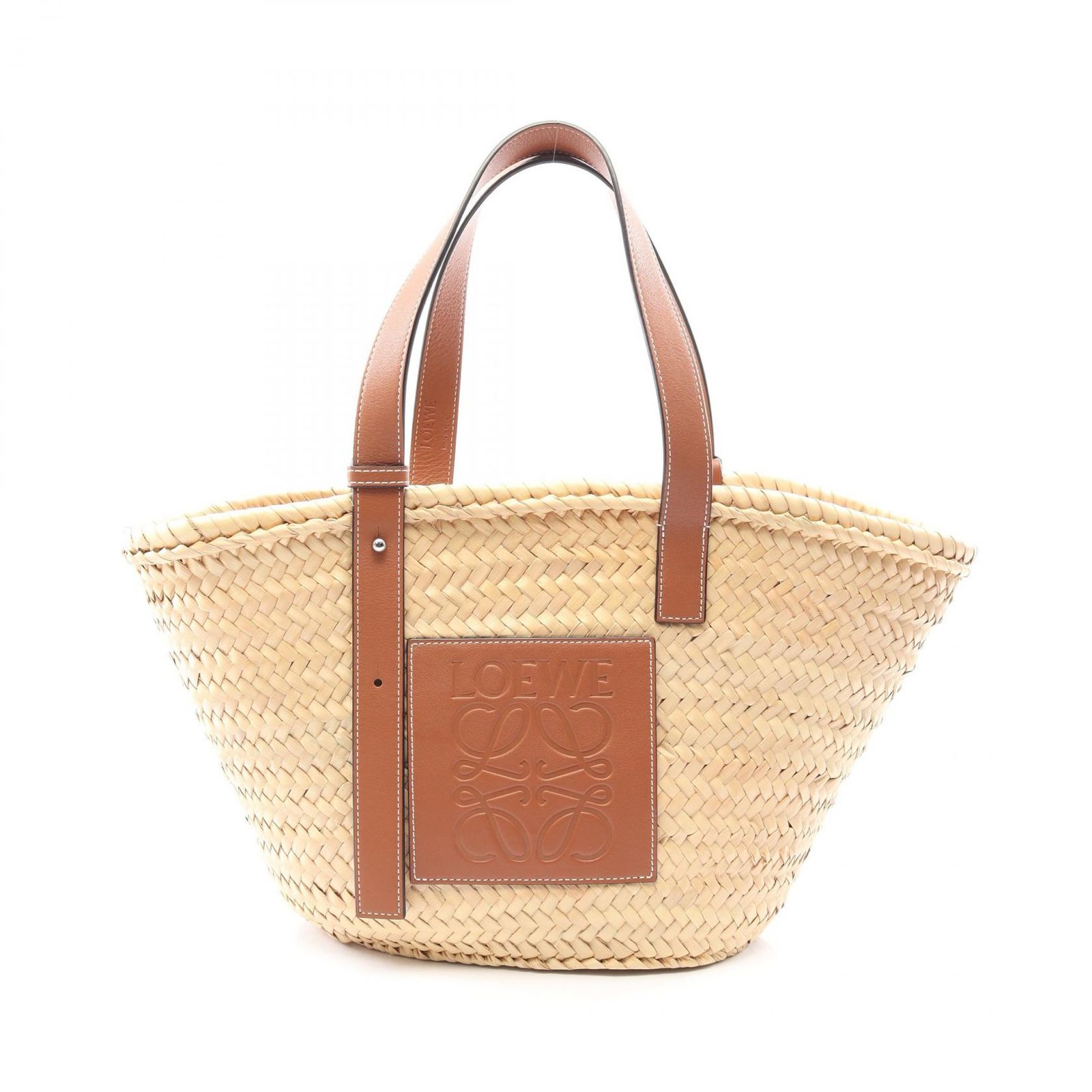ロエベ LOEWE ハンドバッグ バスケットバッグ M ナチュラル/ブラウン レザー バスケットバッグ ミディアム レディース Used A