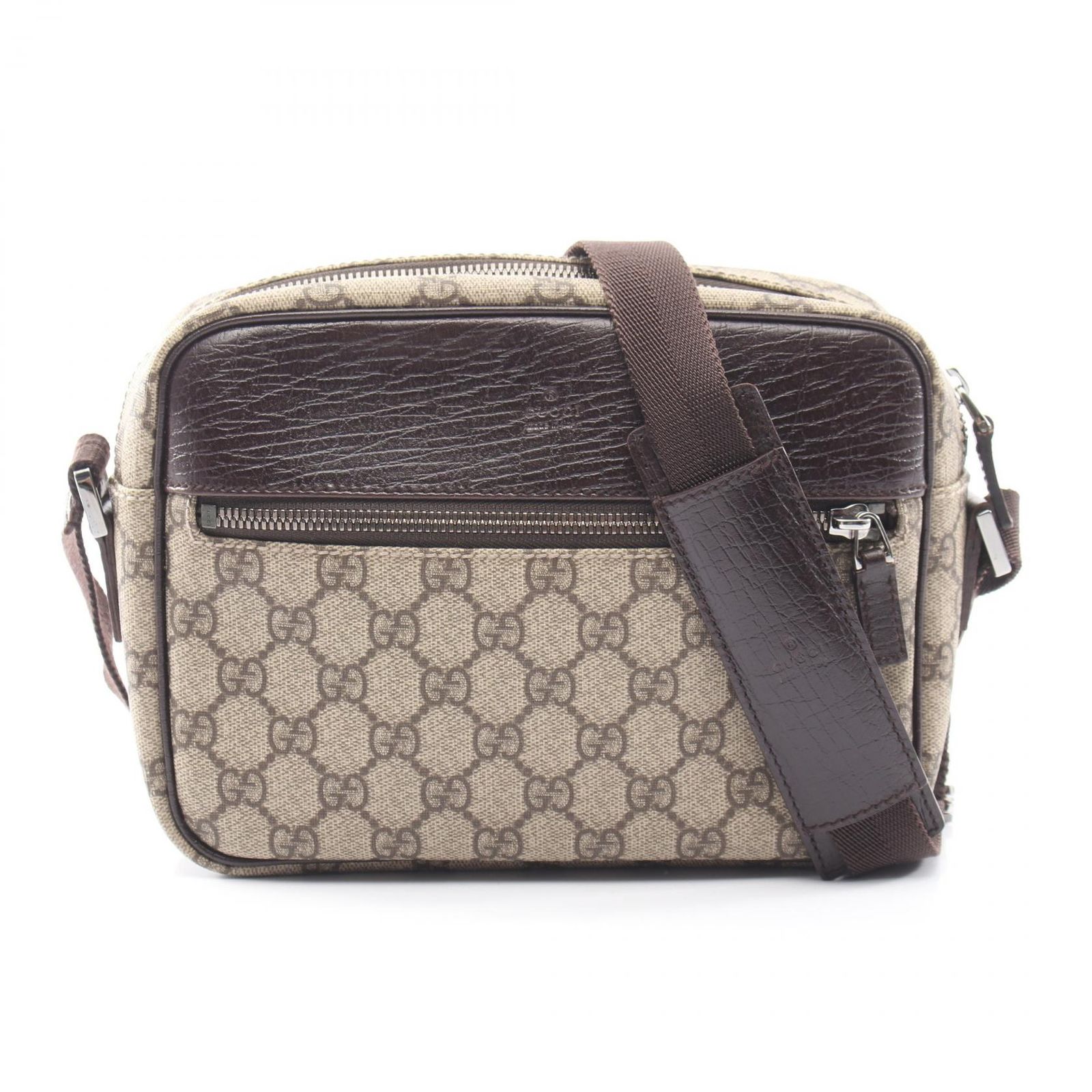グッチ GUCCI ショルダーバッグ GGプラス 114291 ベージュ/ダークブラウン PVCコーティングキャンバス レザー ショルダーバッグ レディース Used A