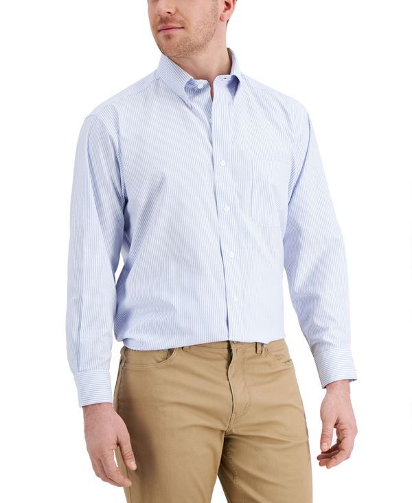 クラブルーム メンズ トップス シャツ レギュラーフィット Club Room Mens Regular Fit University Stripe Dress Shirt BlueWhite ホワイト