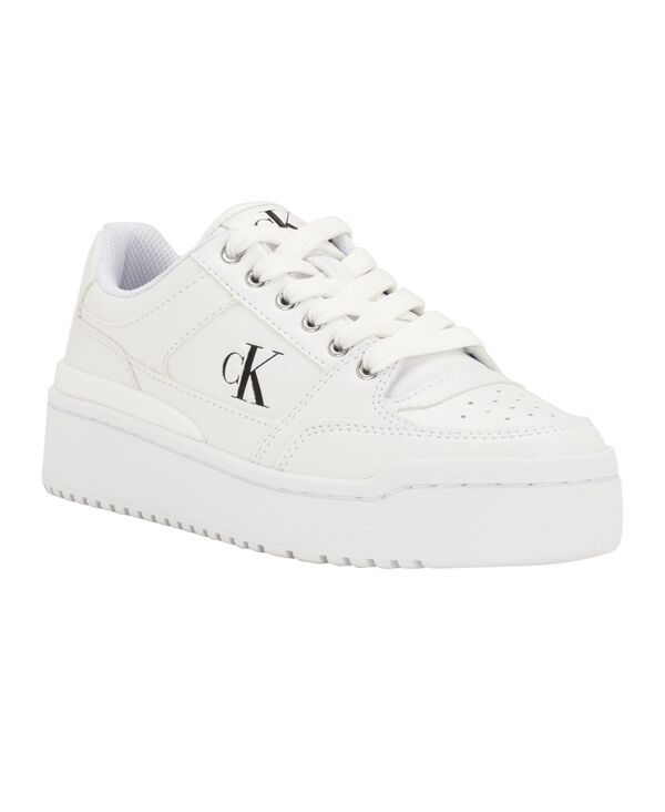 カルバンクライン レディース シューズ スニーカー プラットフォーム レース Calvin Klein Womens Alondra Casual Platform LaceUp Sneakers White ホワイト