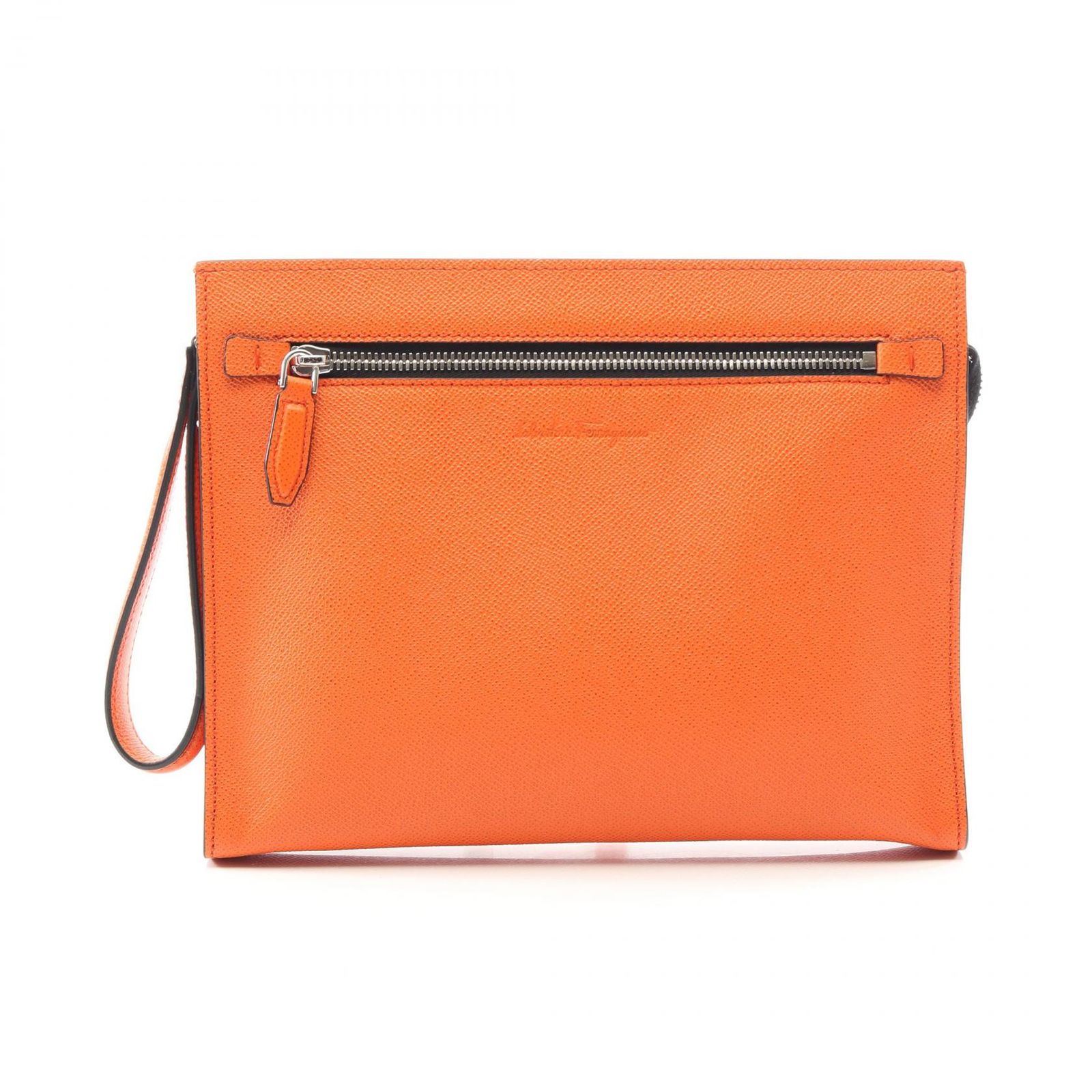 サルヴァトーレフェラガモ Salvatore Ferragamo セカンドバッグ クラッチバッグ クラッチバッグ オレンジ レザー クラッチバッグ メンズ Used A