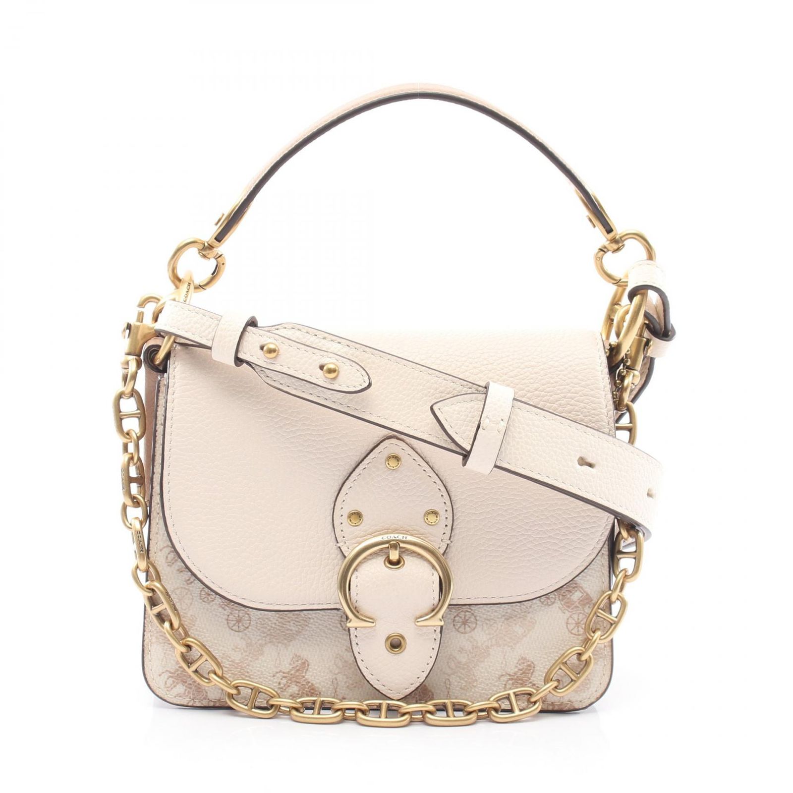 コーチ COACH ショルダーバッグ ビート 18 ウィズ ホース アンド キャリッジ 2WAY 4603 オフホワイト PVCコーティングキャンバス レザー ビート ショルダーバッグ
