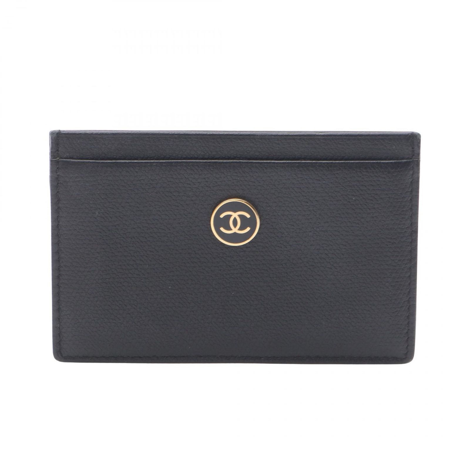 シャネル CHANEL カードケース ココボタン ブラック レザー ココボタン カードケース レディース Used A
