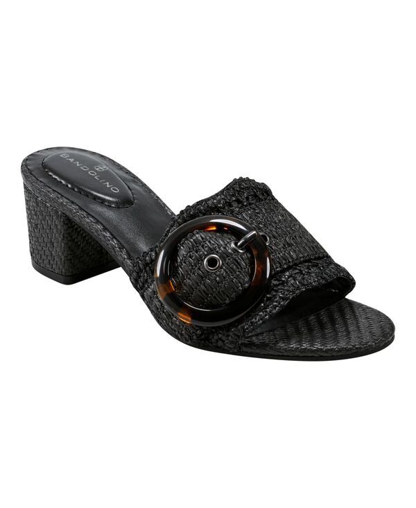 バンドリーノ レディース シューズ サンダル ヒール Bandolino Womens Anni Raffia Crochet Block Heel Slide Dress Sandals Black ブラック