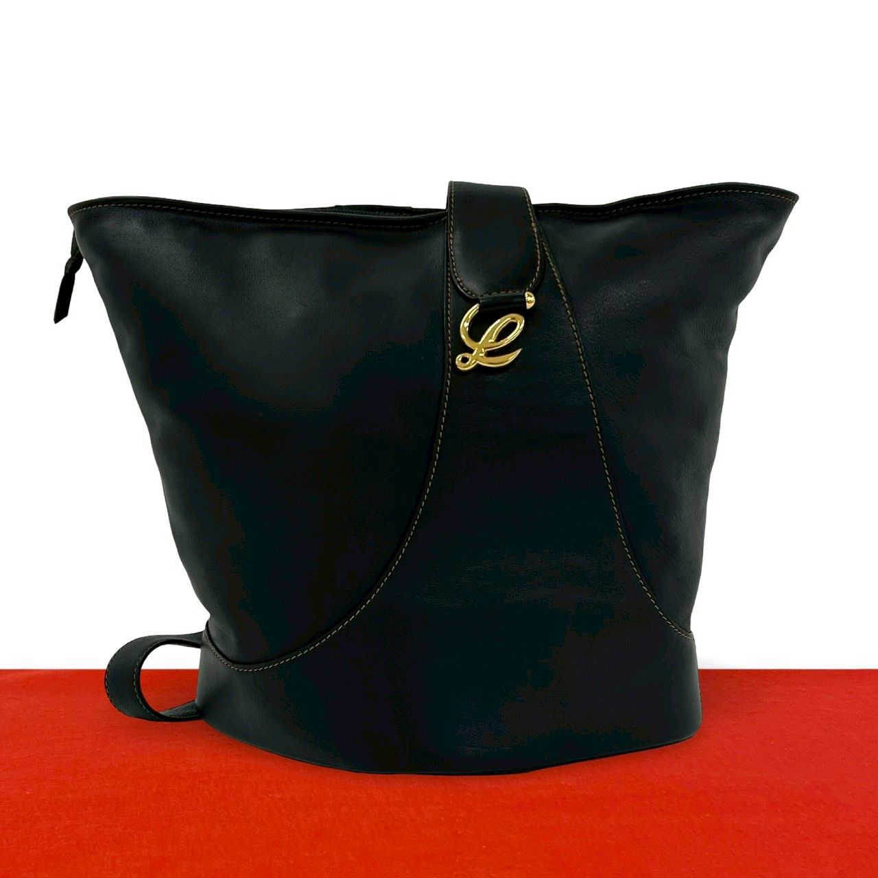 極 美品 LOEWE ロエベ ヴィンテージ アントン レザー 本革 ショルダーバッグ サコッシュ クロス ボディバッグ ブラック 黒 468-3