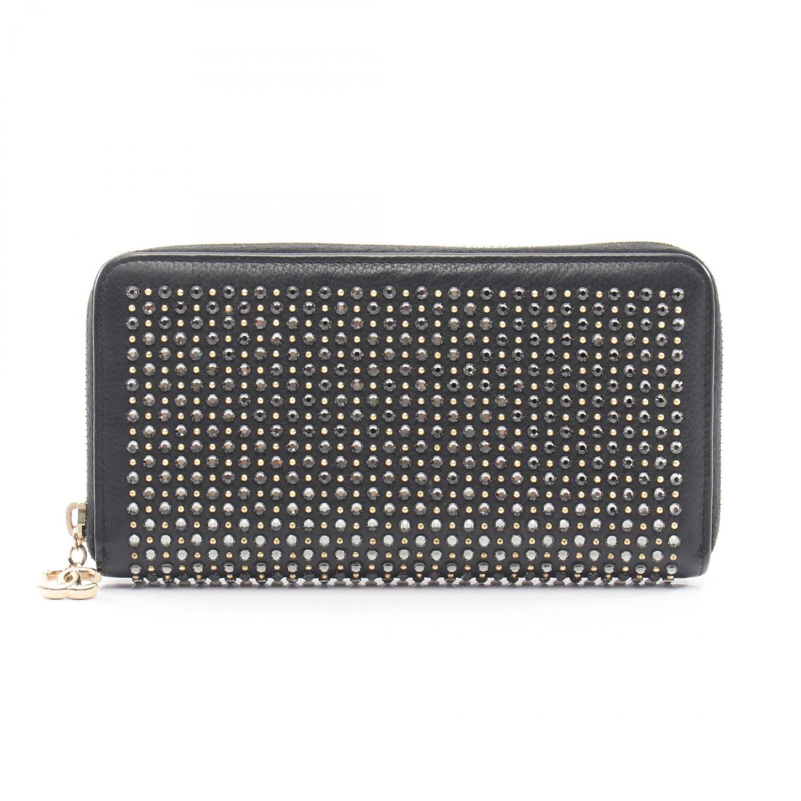 シャネル CHANEL ラウンド長財布 ココマーク スタッズ A81010 ブラック レザー ラウンド長財布 レディース Used A