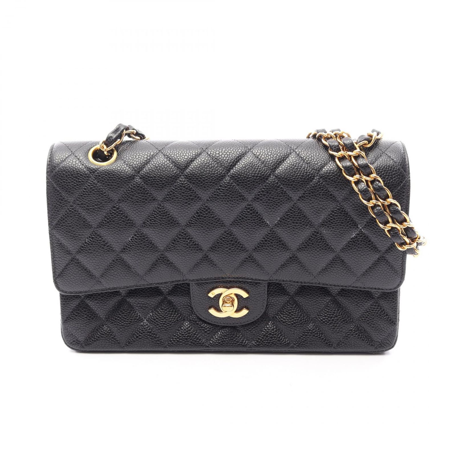 シャネル CHANEL ショルダーバッグ マトラッセ Wフラップ A01112 ブラック キャビアスキン(グレインドカーフ) マトラッセ ダブルフラップ チェーンショルダー