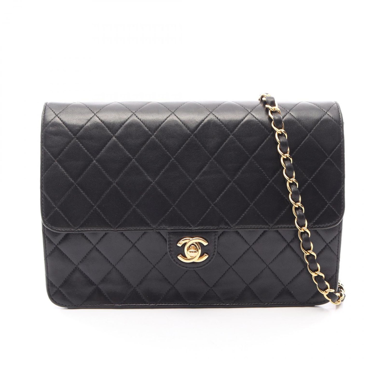 シャネル CHANEL ショルダーバッグ マトラッセ シングルフラップ ブラック ラムスキン（羊革） マトラッセ シングルフラップ チェーンショルダー レディース