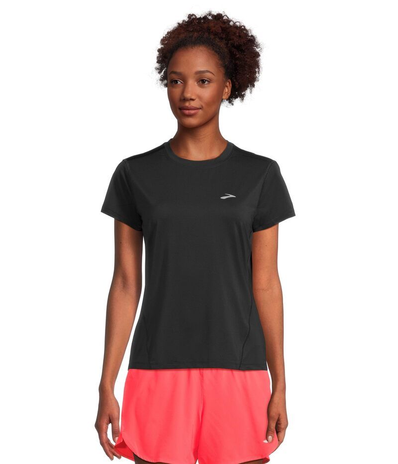 ブルックス レディース トップス シャツ プリント Brooks Sprint Free Short Sleeve 30 Black ブラック