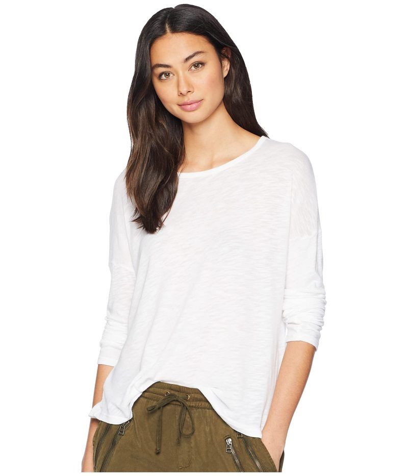 スプレンディット レディース トップス シャツ Tシャツ コットン Splendid Zander Long Sleeve Cotton Modal Slub Easy Crew Tee White ホワイト