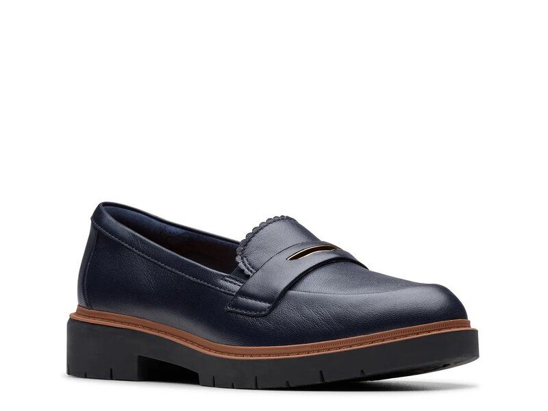 クラークス レディース シューズ スリッポン・ローファー Clarks Westlynn Glow Loafer Navy Leather ネイビー
