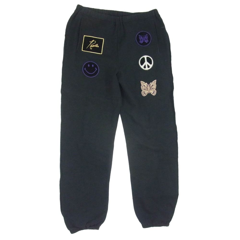Needles ニードルス LQ379 STUDIOS別注 5ICONS PATCH SWEAT PANT 5アイコン ワッペン スウェット パンツ ブラック系 M【中古】