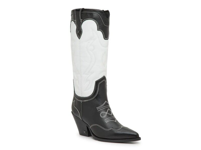 サムエデルマン レディース シューズ ブーツ・レインブーツ Sam Edelman James Cowboy Boot WhiteBlack Leather ホワイト