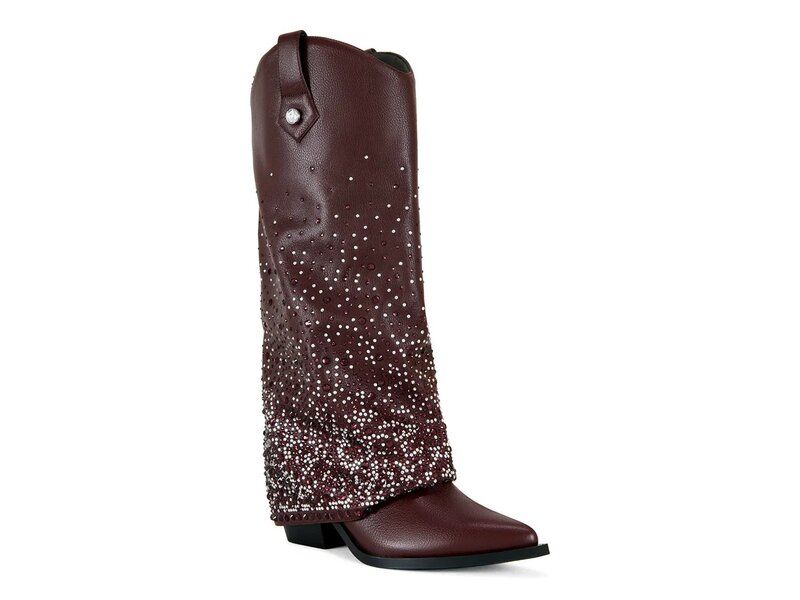 アザレア ワン レディース シューズ ブーツ・レインブーツ Azalea Wang Beth Foldover Cowboy Boot Dark Brown ブラウン