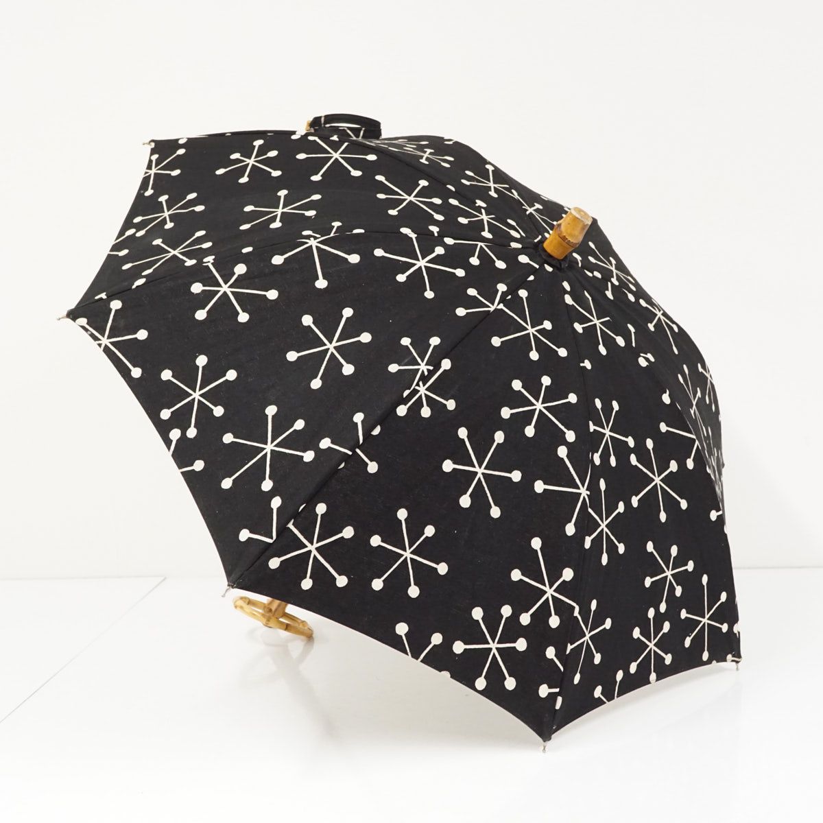 日傘 SUR MER シュールメール USED品 雪の結晶 晴雨兼用 黒 47cm 高級