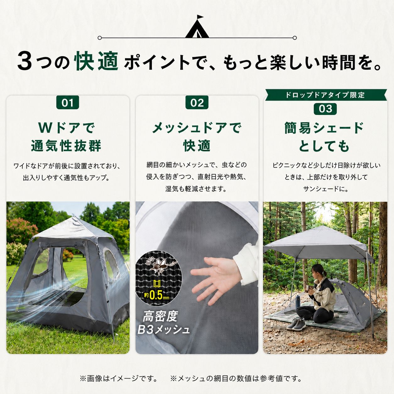 完全遮光×10秒設营】 ワンタッチテント 4人用 210-230cm ドーム型 【UVカット/高耐水】 軽量 簡易 フィルム テント ファミリー キャンプ 公園 運動会 コンパクト
