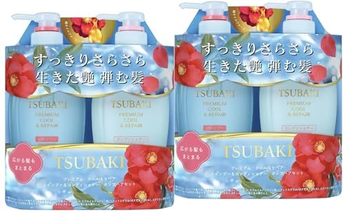 【2026年 夏限定 2パックまとめ買い】ツバキ プレミアム クール&リペア シャンプー＆コンディショナーセット 各450ml 涼感仕立て 椿オイルの力 すっきり さらさら Ｗ補修 ボトル ダメージ ヘアケア フローラルカメリアの香り (２パ c4858d68 6,830円