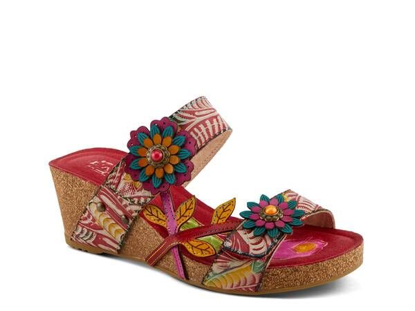 スプリングステップ レディース シューズ サンダル LArtiste by Spring Step Moai Wedge Sandal Red レッド