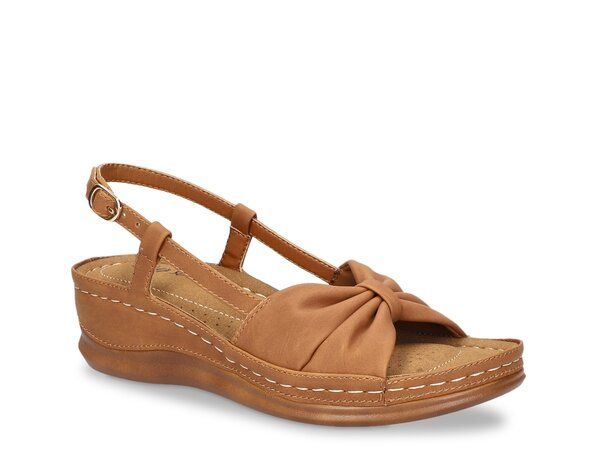 イージーストリート レディース シューズ サンダル Easy Street Jupiter Wedge Sandal Tan タン