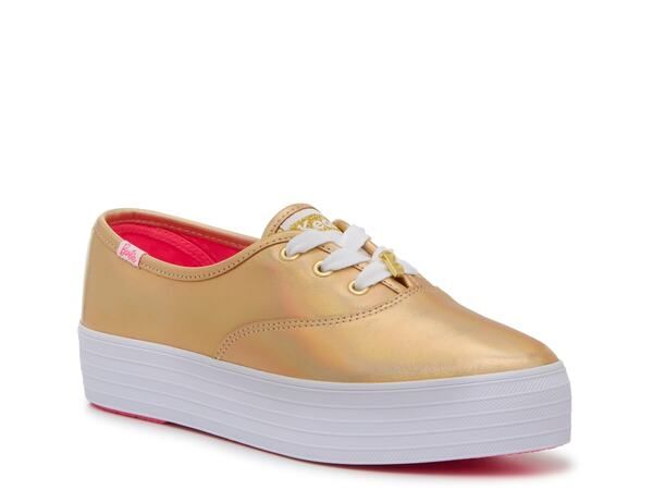 ケッズ レディース シューズ スニーカー プラットフォーム Keds x Barbie Platform Sneaker Womens Gold Iridescent Leather ゴールド