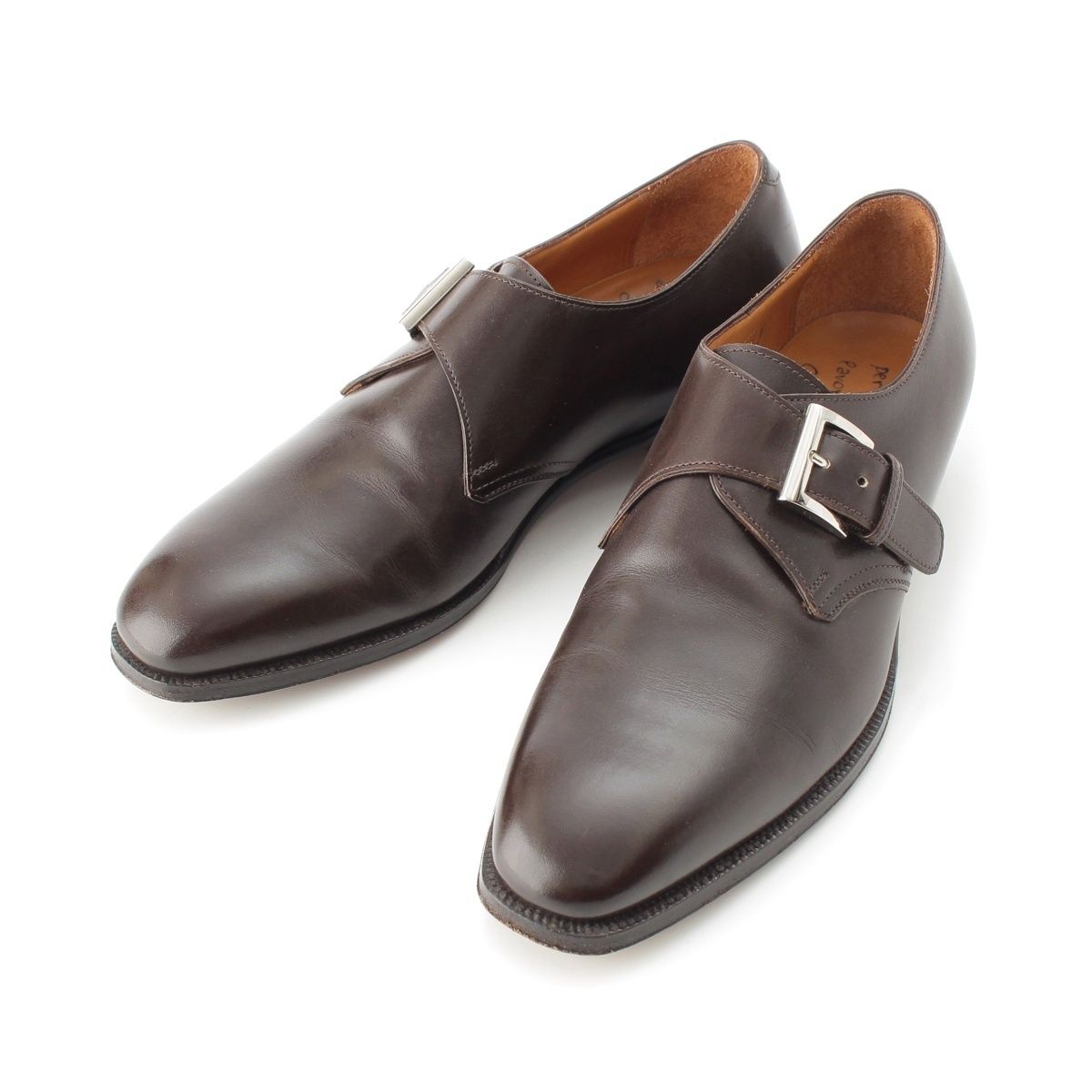 エンツォボナフェ Enzo Bonafe DUCCIO レザー シングルモンク ドレスシューズ 革靴 ダークブラウン 5 1/2【中古】