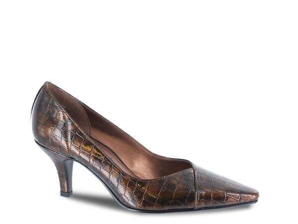 イージーストリート レディース シューズ パンプス シフォン Easy Street Chiffon Pump Brown Snake Print Faux Patent Leather ブラウン