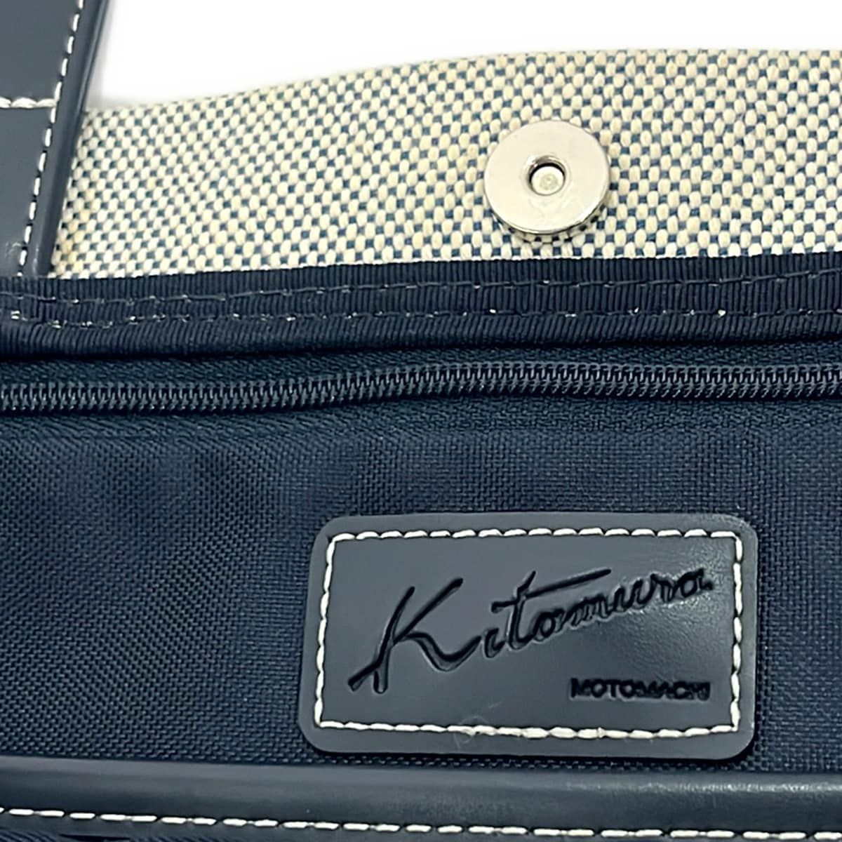 KITAMURA(キタムラ) トートバッグ美品 - ライトグレー×ネイビー レザー