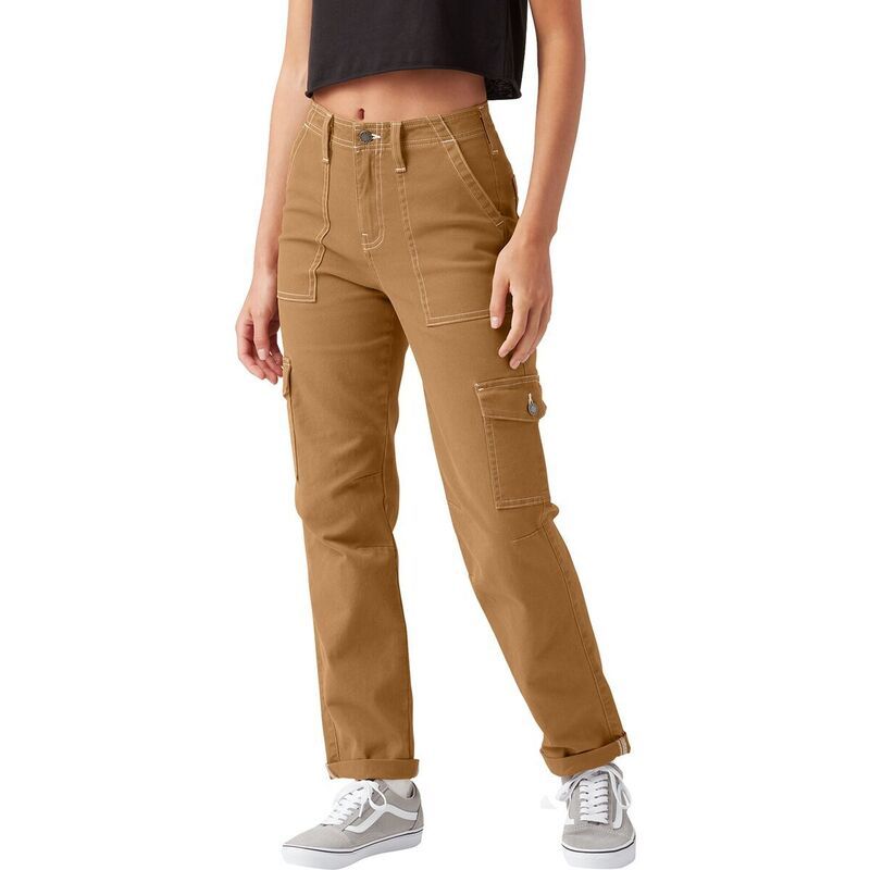 ディッキーズ レディース ボトムス カジュアルパンツ Dickies Cuffed Utility Pant Womens Brown Duck ブラウン