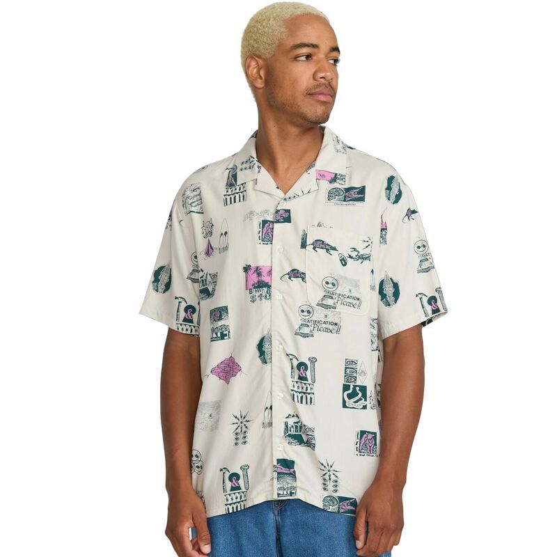 ボルコム メンズ トップス シャツ 半袖 Volcom Mistostone ShortSleeve Shirt Mens Stone ストーン