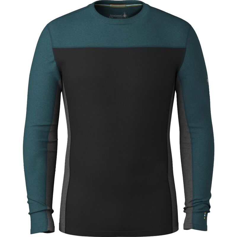 スマートウール メンズ トップス Tシャツ カラーブロック Smartwool Classic Thermal Merino Colorblock Crew Base Layer Mens Twilight BlueBlack ブラック