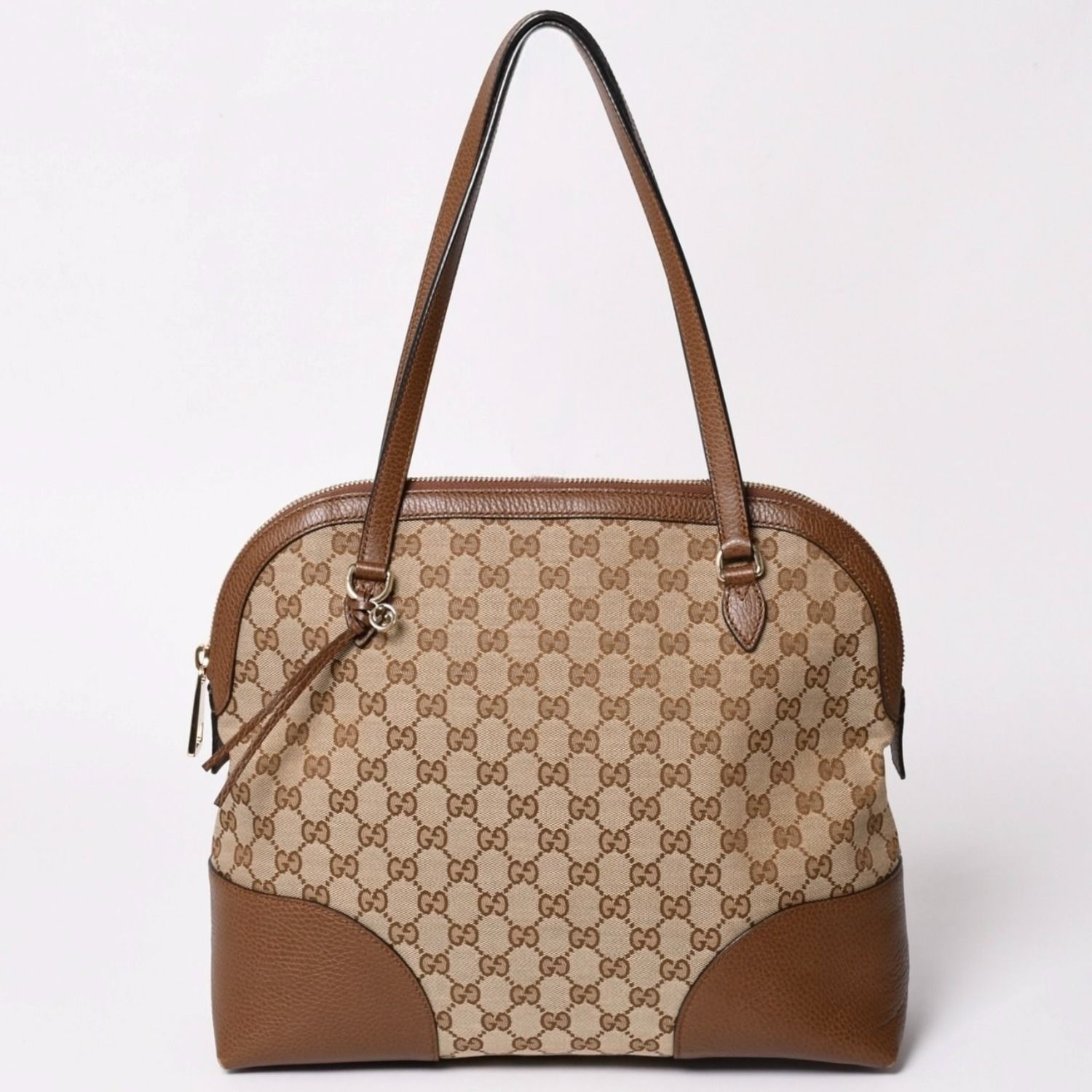 極美品 GUCCI グッチ GGキャンバス ハンドバッグ トートバッグ ブラウン 449243 シルバー金具 中古 4a001087