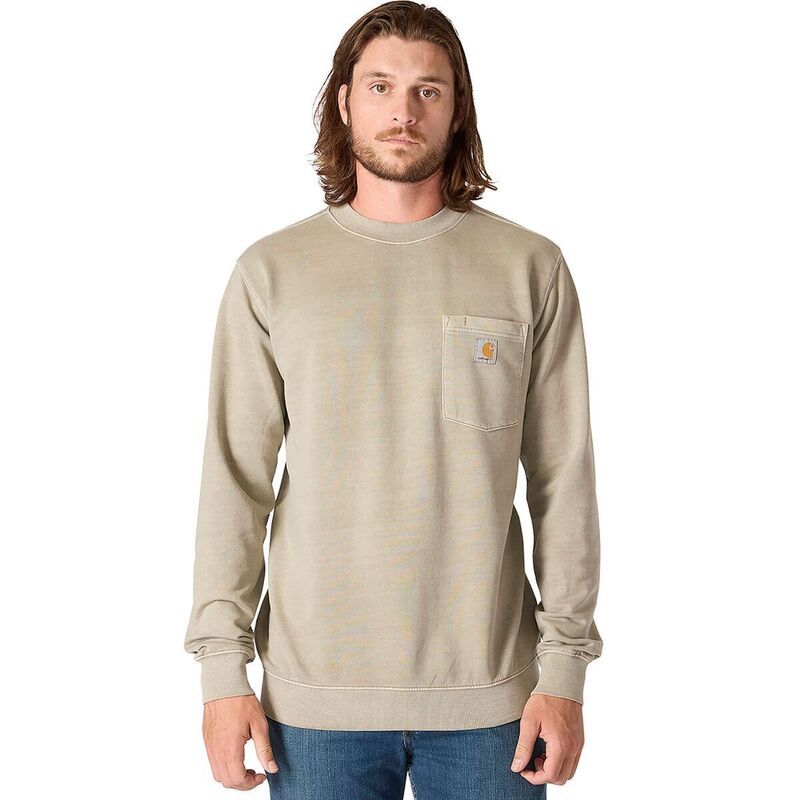 カーハート メンズ アウター パーカー・スウェット パイル スウェット シャツ Carhartt Relaxed MW Garment French Terry Crew Pkt Sweatshirt Mens Greige