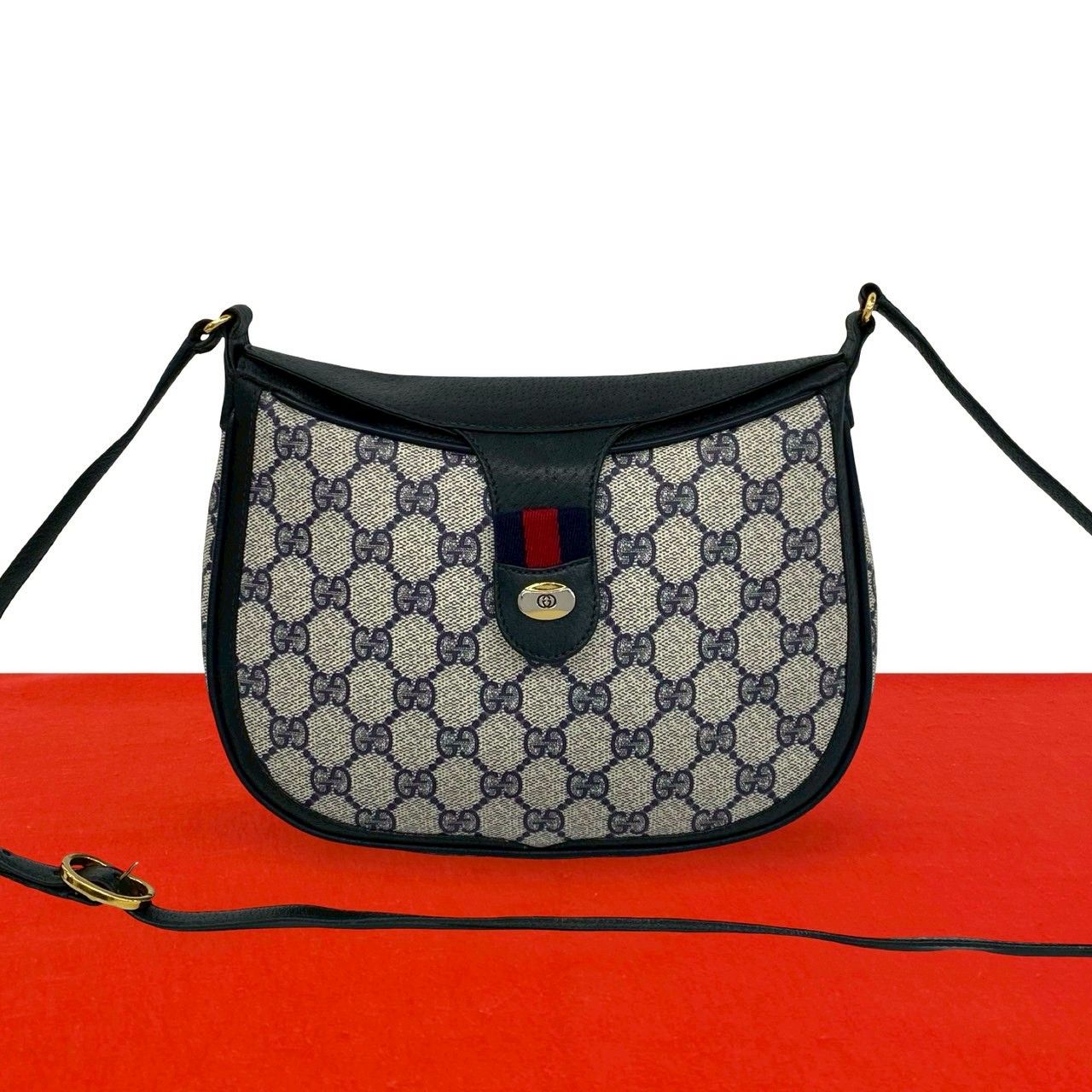極 美品 GUCCI グッチ オールドグッチ シェリーライン GG ロゴ 柄