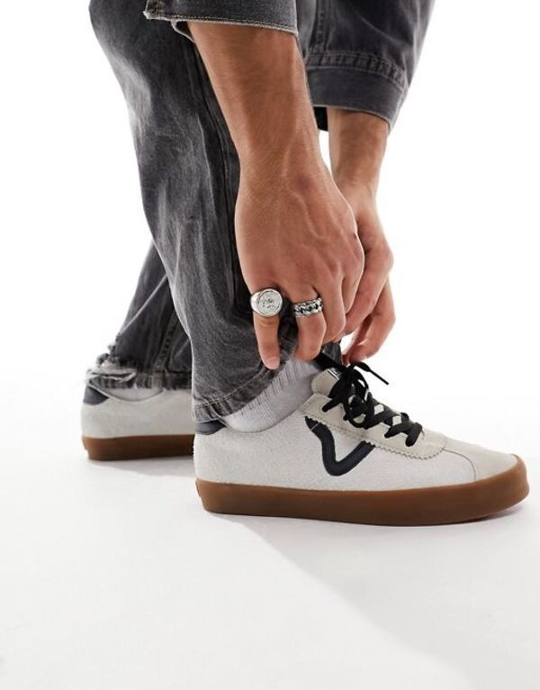 バンズ メンズ シューズ スニーカー Vans Sport Low and black with gum sole white ホワイト