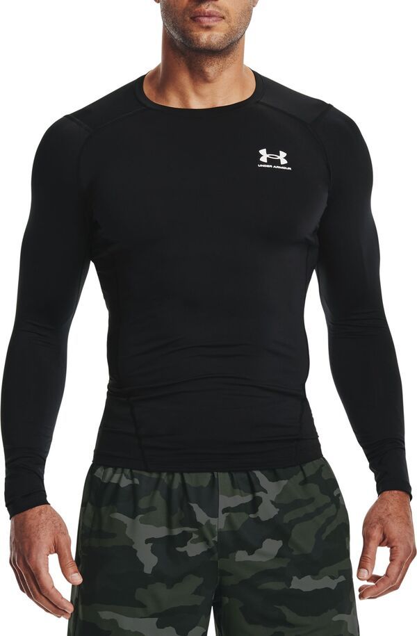 アンダーアーマー メンズ トップス シャツ Under Armour Mens HeatGear Compression Long Sleeve Shirt BlackWhite ホワイト