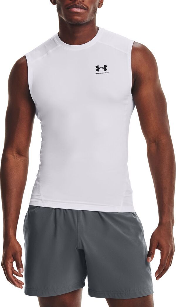 アンダーアーマー メンズ トップス シャツ Under Armour Mens HeatGear Compression Shirt WhiteBlack ホワイト