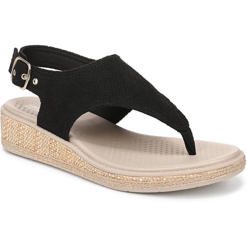 ライフストライド レディース シューズ サンダル LifeStride Beachy Womens Raffia Thong Sandals Black ブラック
