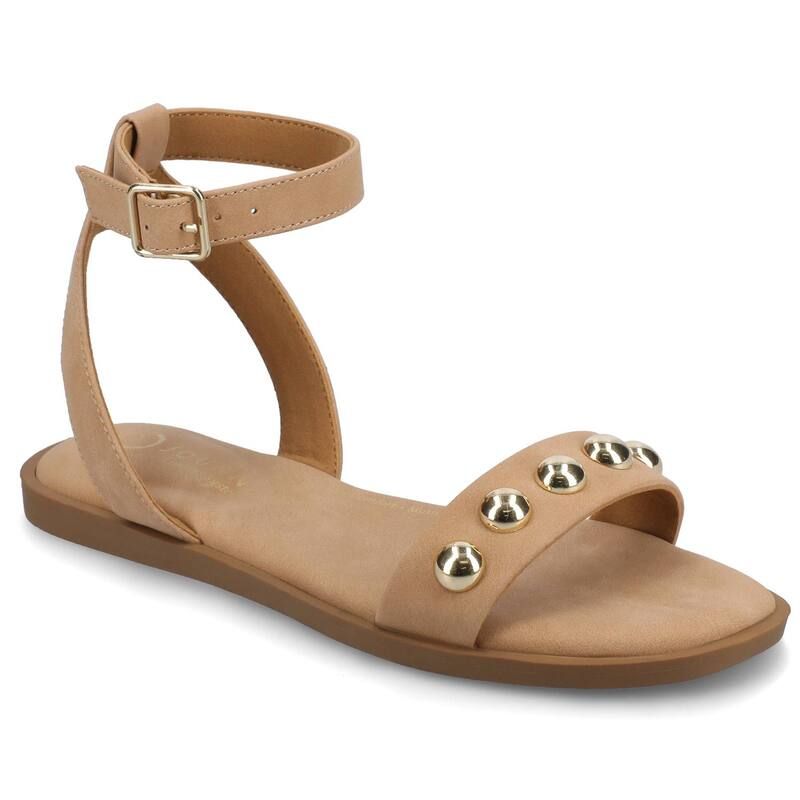 ジャーニー レディース シューズ サンダル アンクル Journee Womens Primrose Ankle Strap Flat Sandals Tanubuck タン