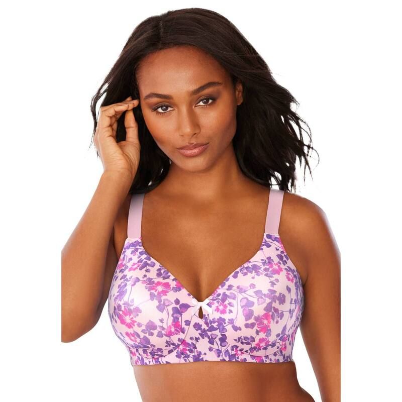 コンフォート チョイス レディース アンダーウェア ブラジャー プラスサイズ Tシャツ Comfort Choice Womens Plusize BackSmoothing Wireless TShirt Bra Sunset Mauve Floral