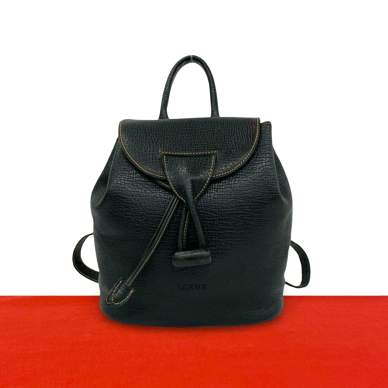 極 美品 LOEWE ロエベ ヴィンテージ ロゴ レザー 本革 ターンロック